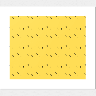 Black fragments on a yellow background Posters and Art